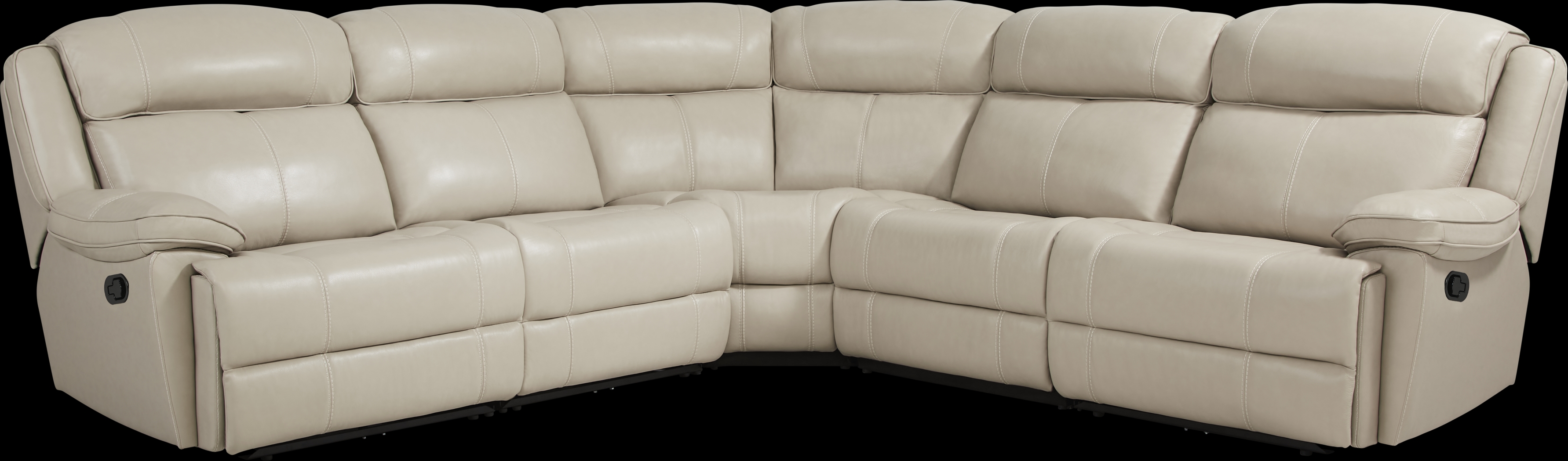 West Valley Beige Leather 5 Pc Reclining Sectional - Thumbnail - Image 1
