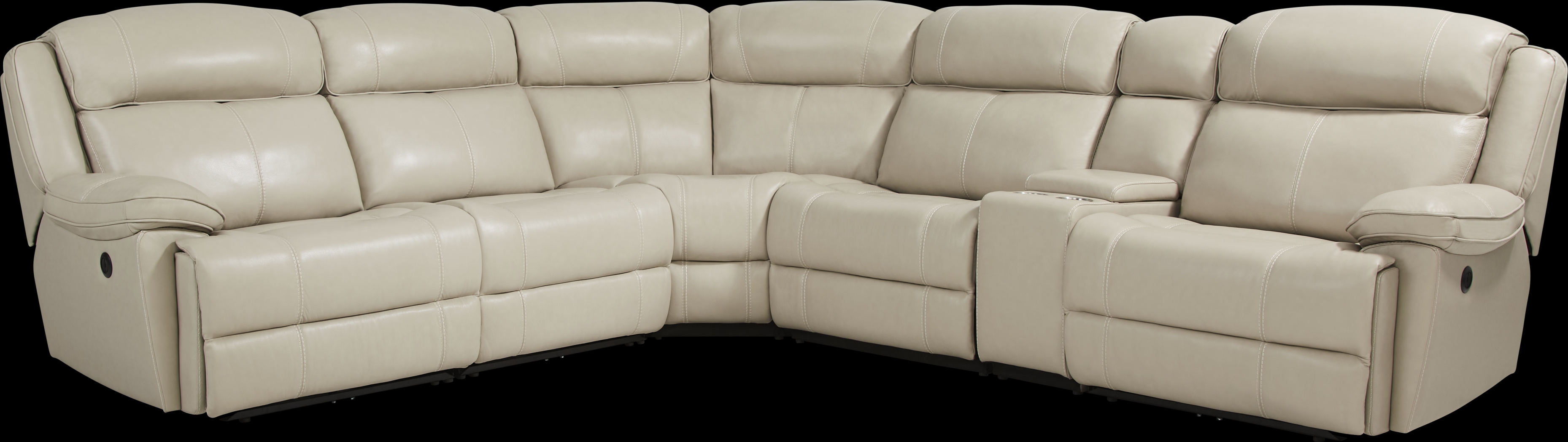 West Valley Beige Leather 6 Pc Power Reclining Sectional - Thumbnail - Image 3