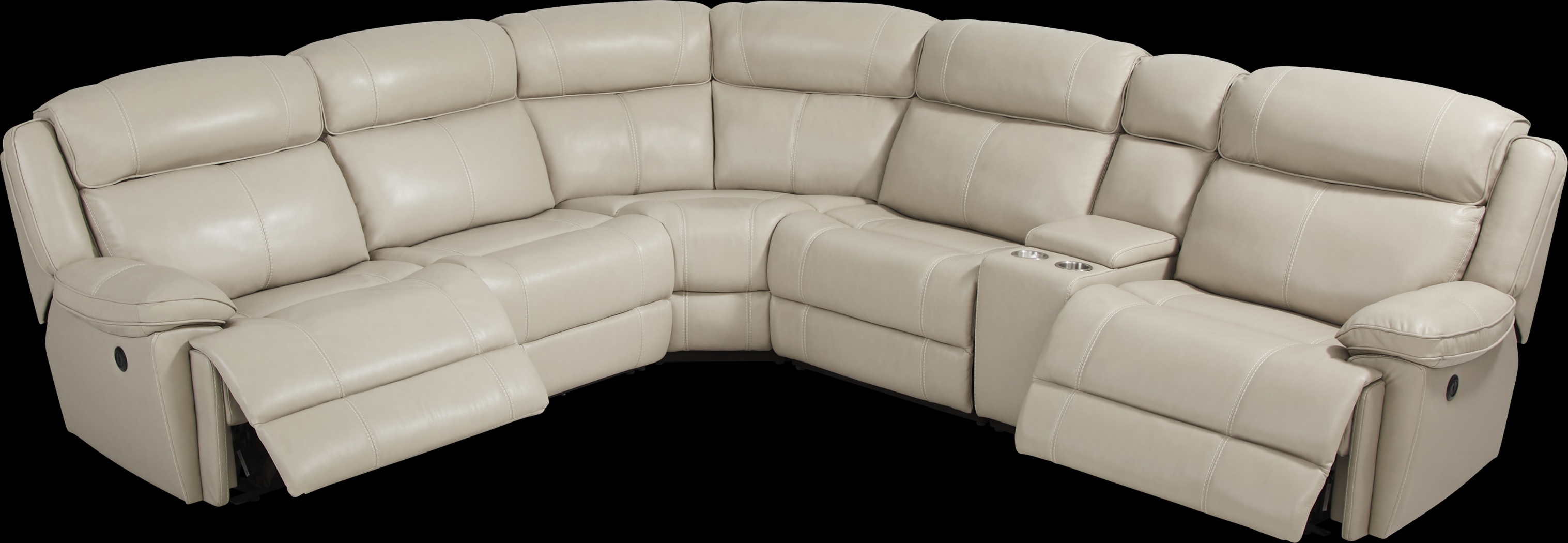 West Valley Beige 6 Pc Leather Power Reclining Sectional - Thumbnail - Image 4