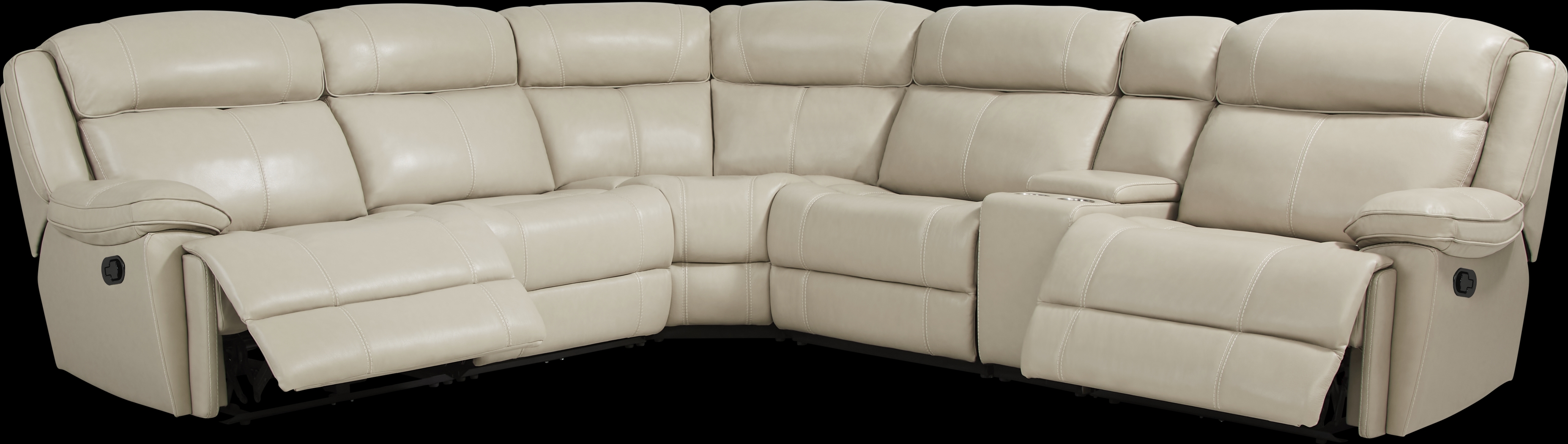 West Valley Beige Leather 6 Pc Reclining Sectional - Thumbnail - Image 4