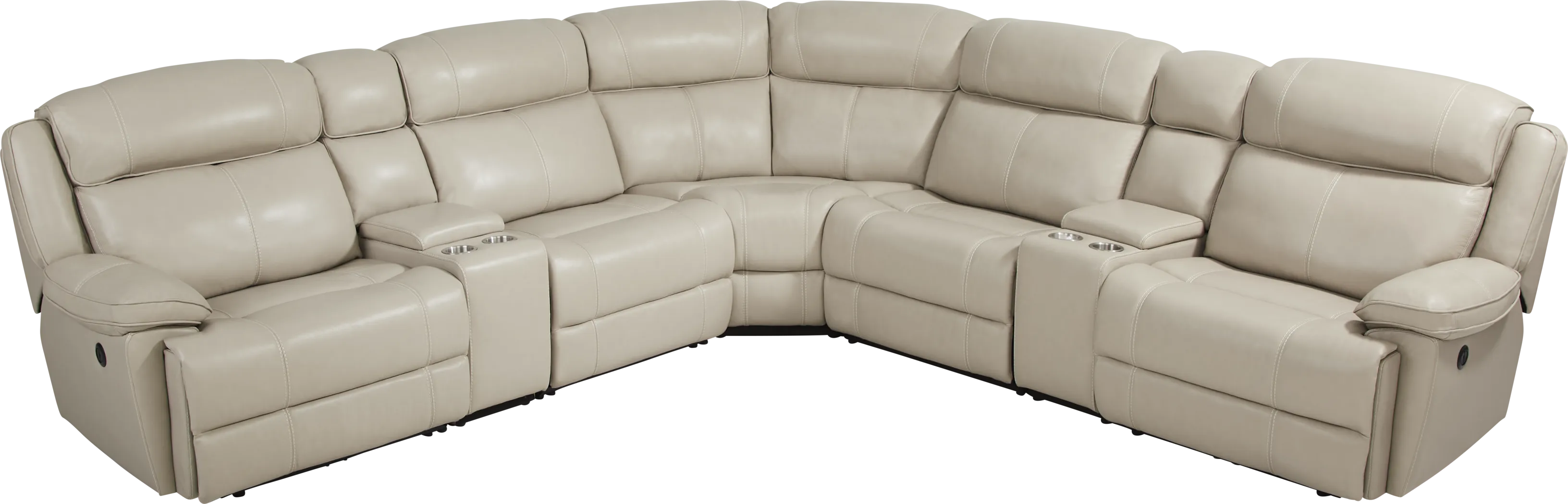 West Valley Beige 7 Pc Leather Power Reclining Sectional - Thumbnail - Image 3