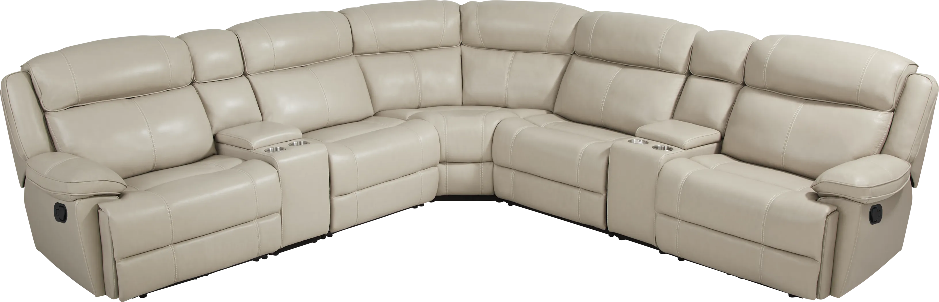 West Valley Beige 7 Pc Leather Reclining Sectional - Thumbnail - Image 3