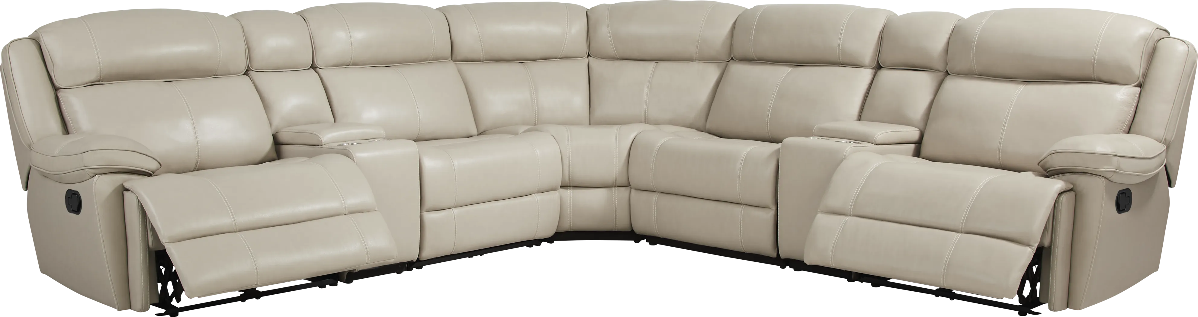 West Valley Beige 7 Pc Leather Reclining Sectional - Thumbnail - Image 4