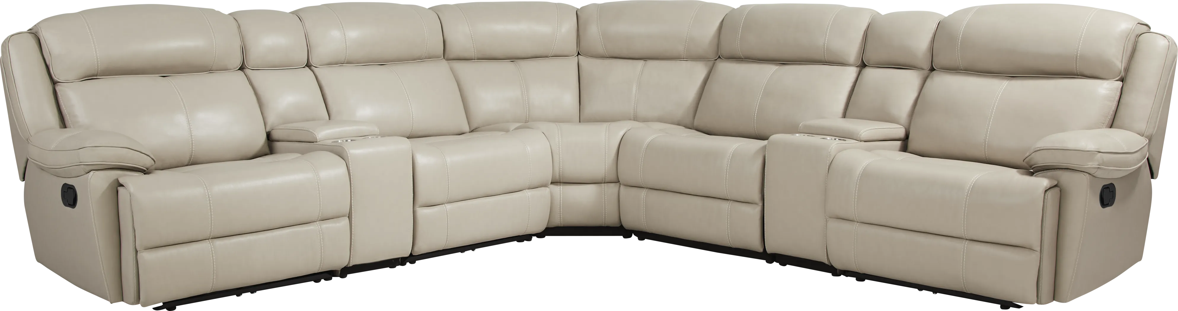 West Valley Beige 7 Pc Leather Reclining Sectional - Thumbnail - Image 1