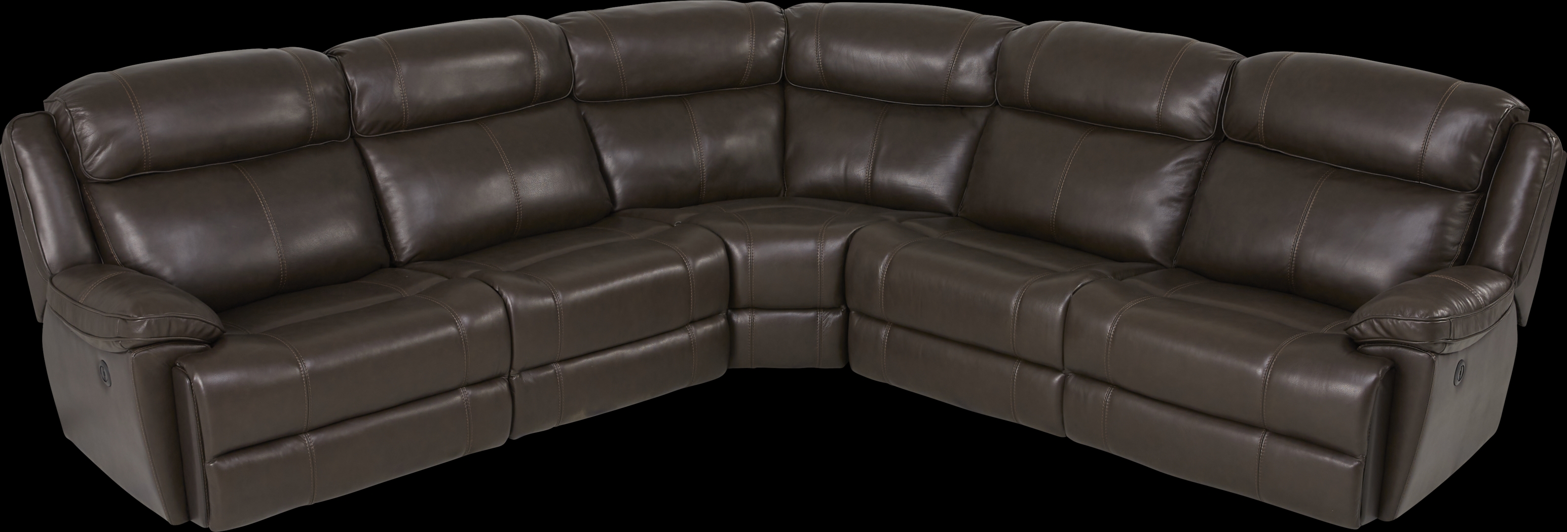 West Valley Brown 5 Pc Leather Power Reclining Sectional - Thumbnail - Image 1