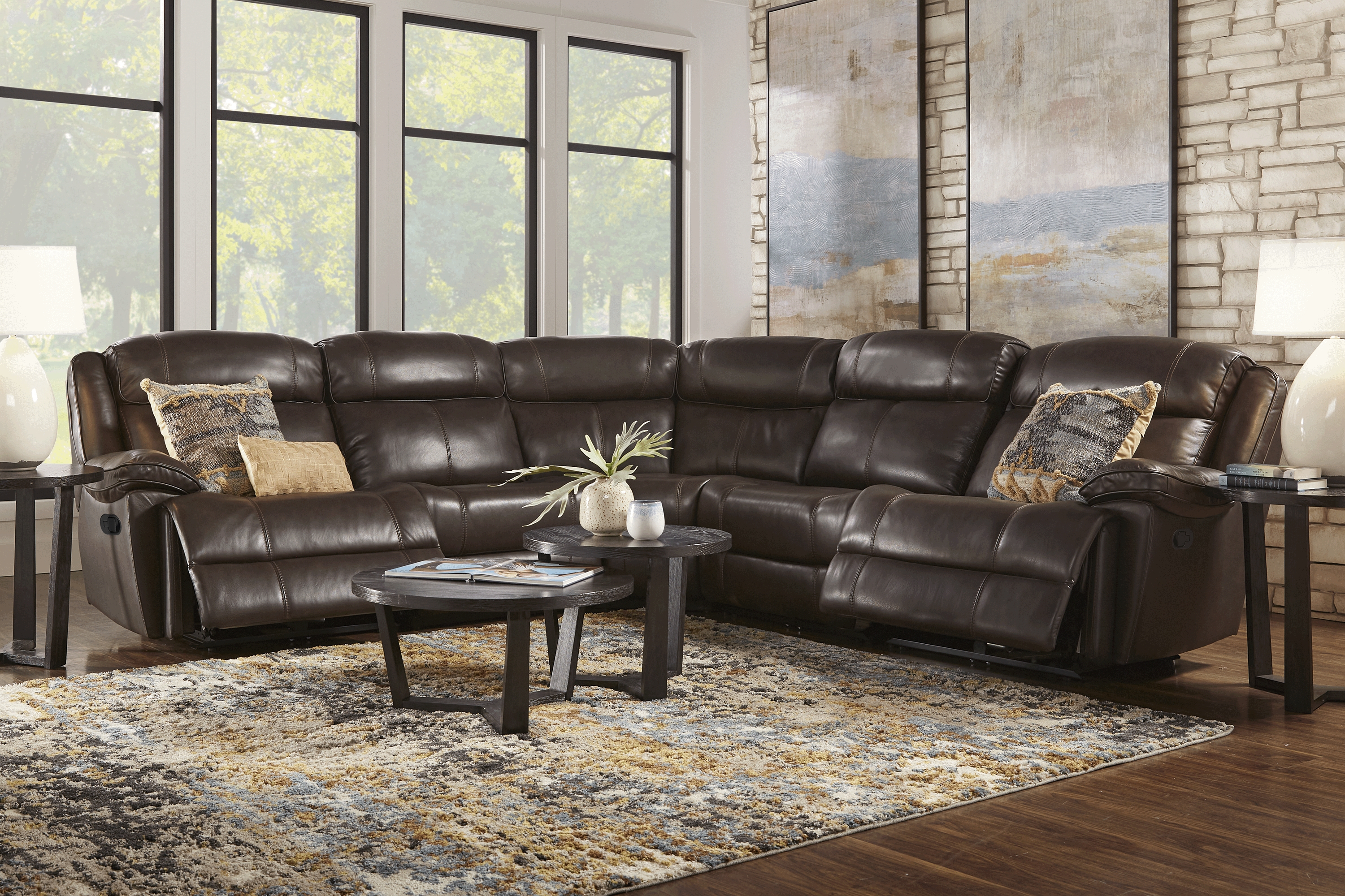 West Valley Brown 5 Pc Leather Reclining Sectional - Thumbnail - Image 2