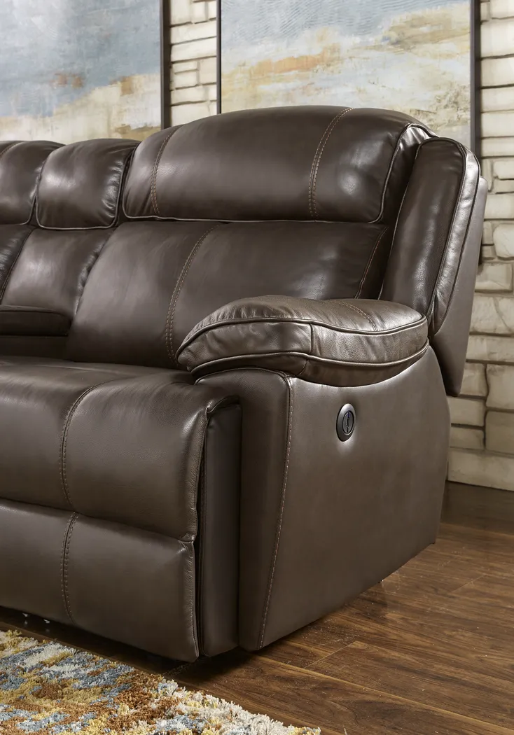 West Valley Brown 6 Pc Leather Power Reclining Sectional - Image 7