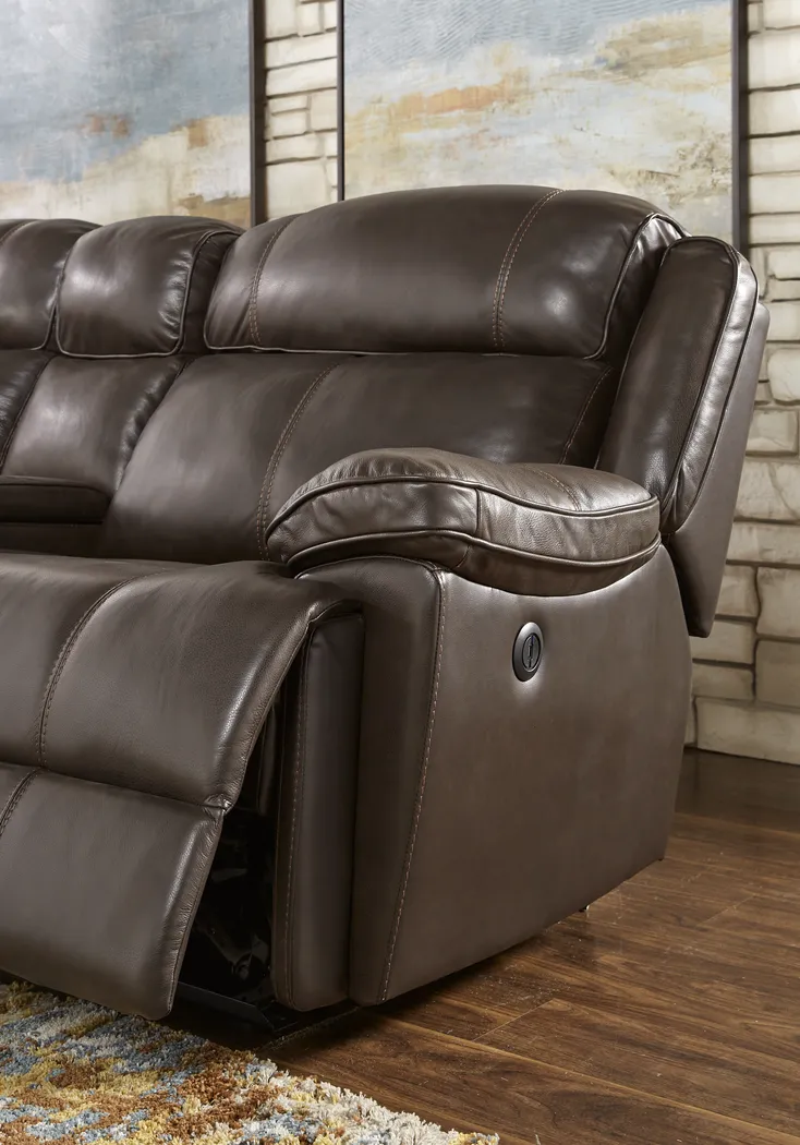 West Valley Brown 6 Pc Leather Power Reclining Sectional - Image 8