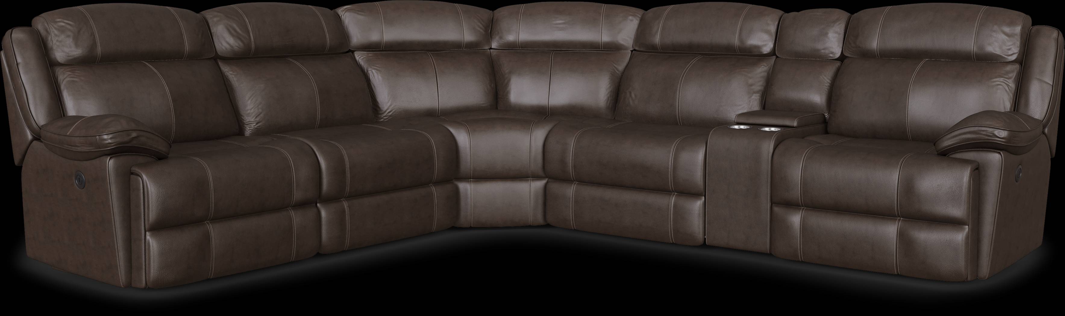 West Valley Brown 6 Pc Leather Power Reclining Sectional - Thumbnail - Image 1