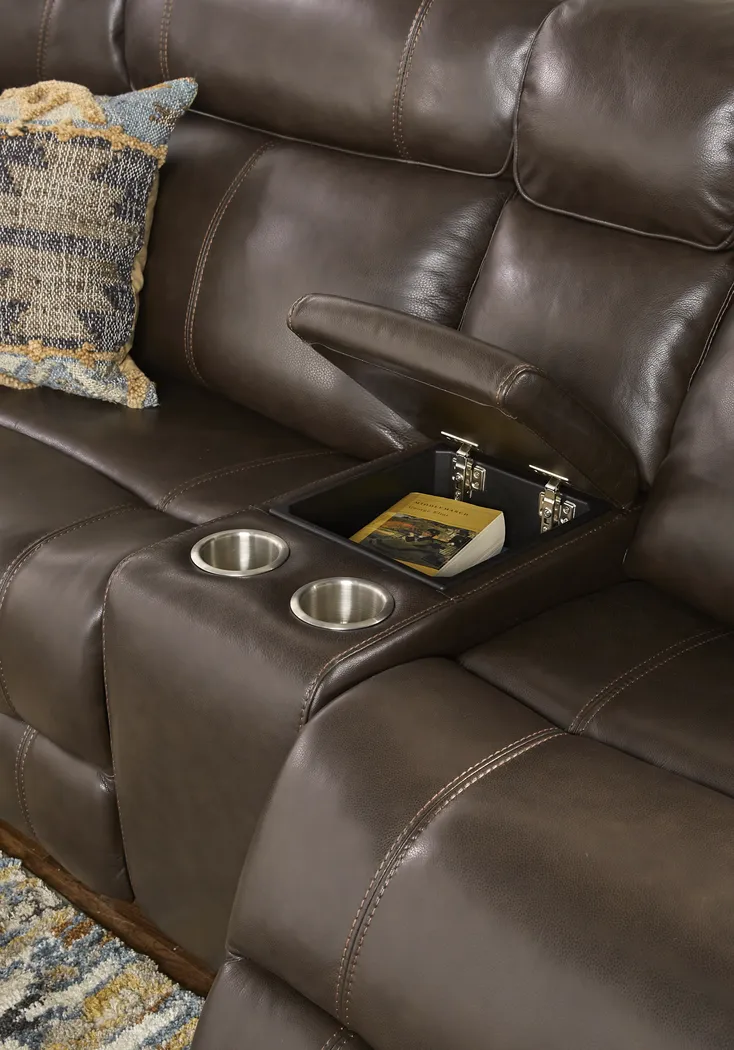 West Valley Brown 6 Pc Leather Reclining Sectional - Image 6