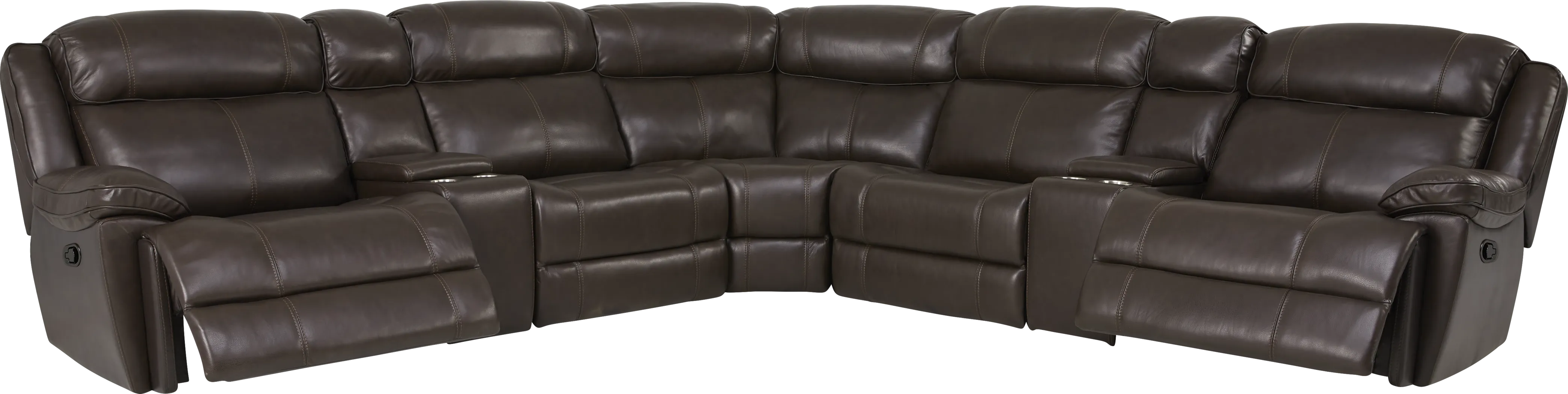 West Valley Brown 7 Pc Leather Reclining Sectional - Thumbnail - Image 3