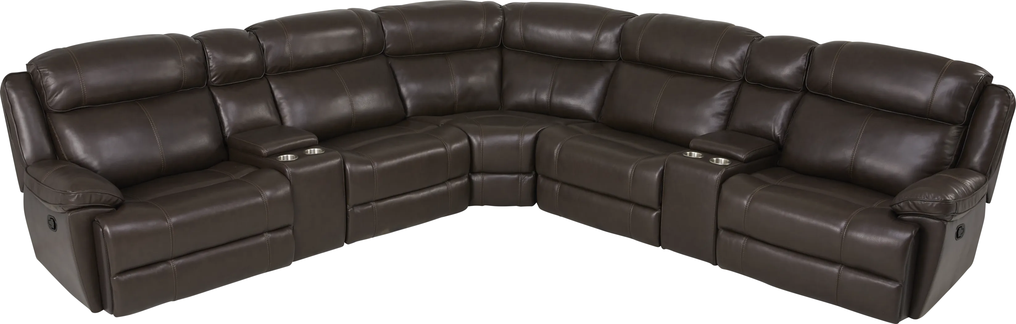 West Valley Brown 7 Pc Leather Reclining Sectional - Thumbnail - Image 1