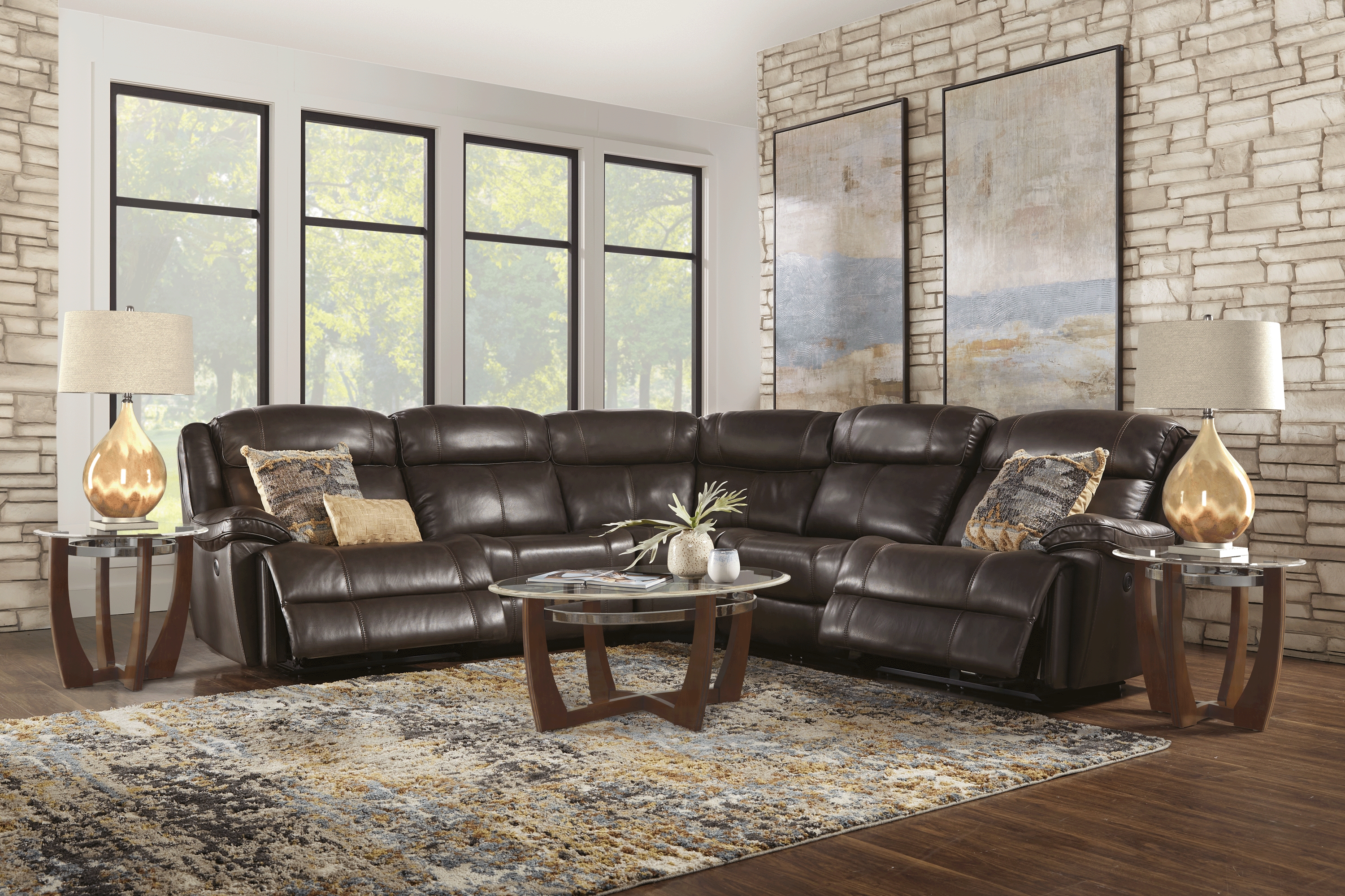 West Valley Brown 8 Pc Leather Power Reclining Sectional Living Room - Thumbnail - Image 1