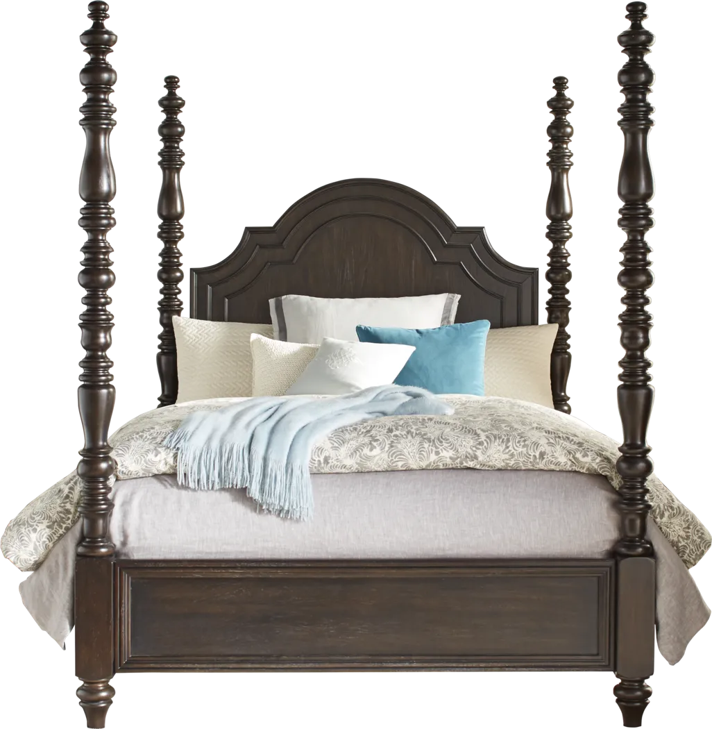 Westerleigh Oak 4 Pc Queen High Poster Bed - Thumbnail - Image 1