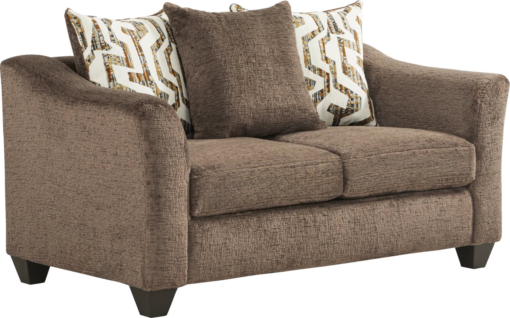 Westmere Chocolate Brown Chenille Fabric Stationary Loveseat | Rooms to Go
