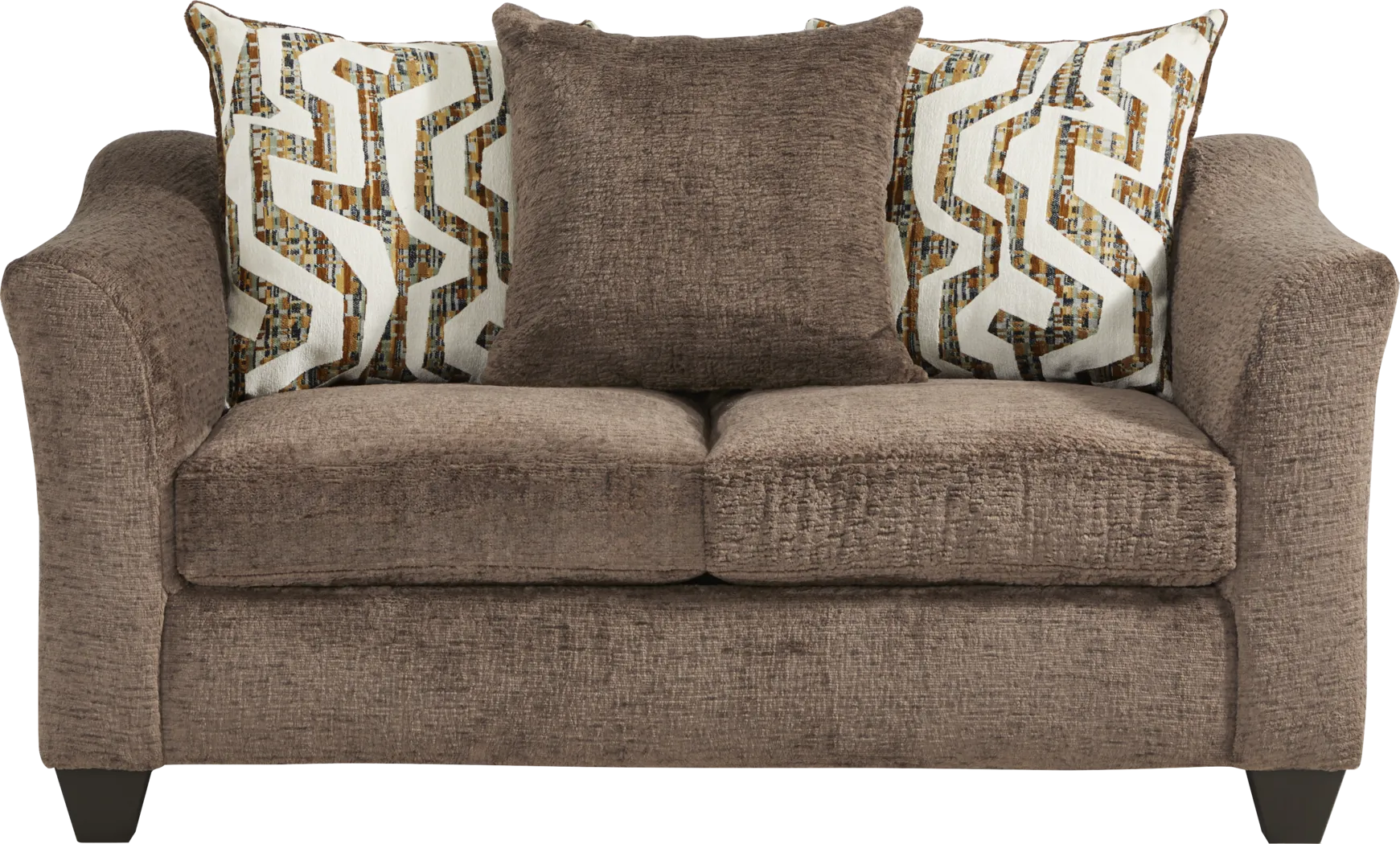Westmere Chocolate Brown Chenille Fabric Stationary Loveseat | Rooms to Go