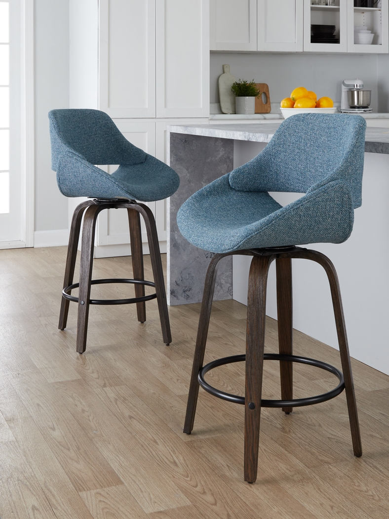 Westnedge Blue Swivel Counter Height Stool, Set of 2 - Thumbnail - Image 2