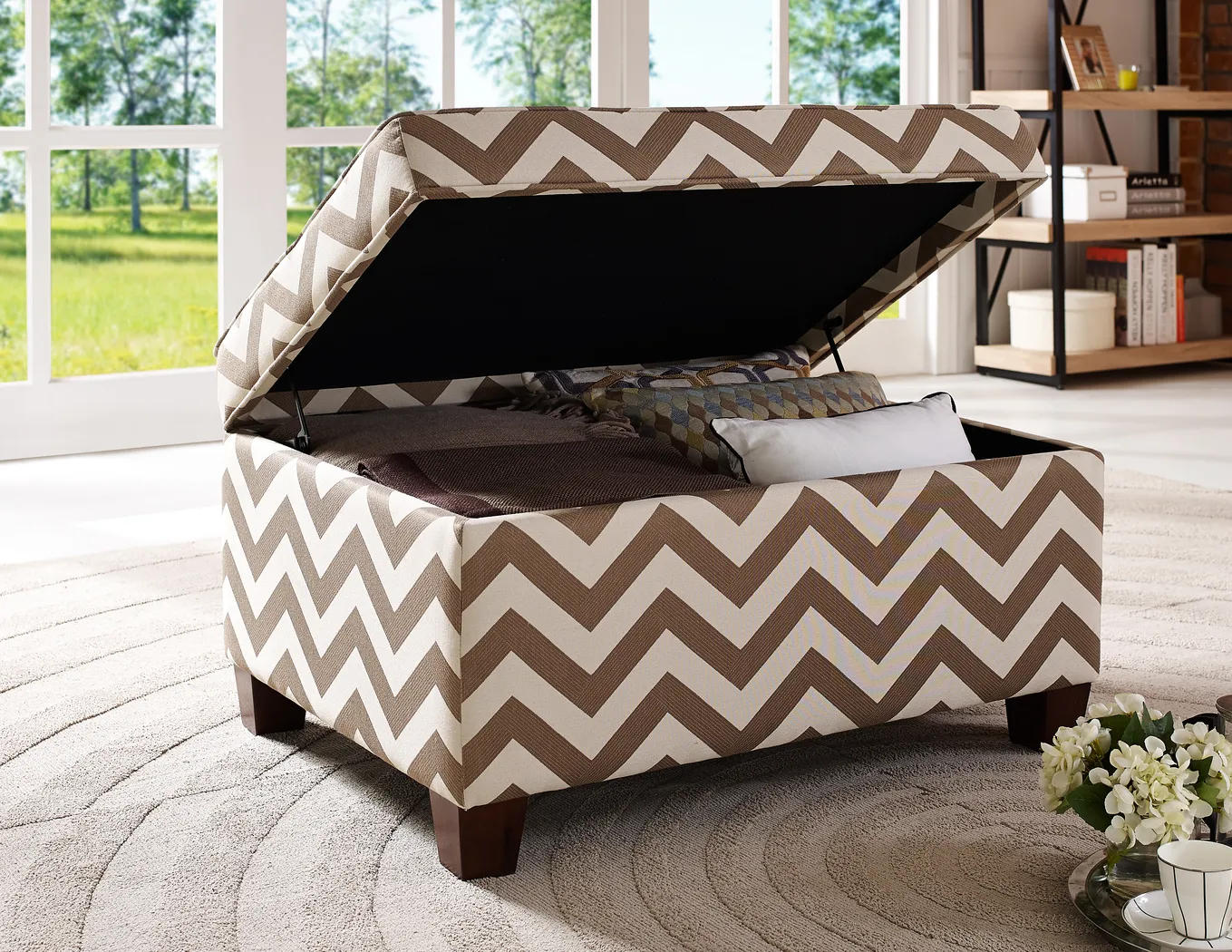 Weston Vibes Beige Storage Ottoman - Thumbnail - Image 2