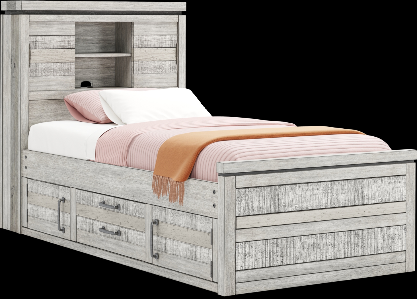 Kids Westover Hills Jr Gray Twin Bookcase Bed with 2 Storage Side Rails - Thumbnail - Image 4