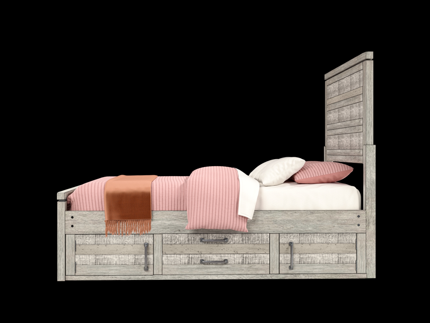 Kids Westover Hills Jr. Gray 4 Pc Full Panel Bed with Storage Side Rail and Trundle - Thumbnail - Image 4