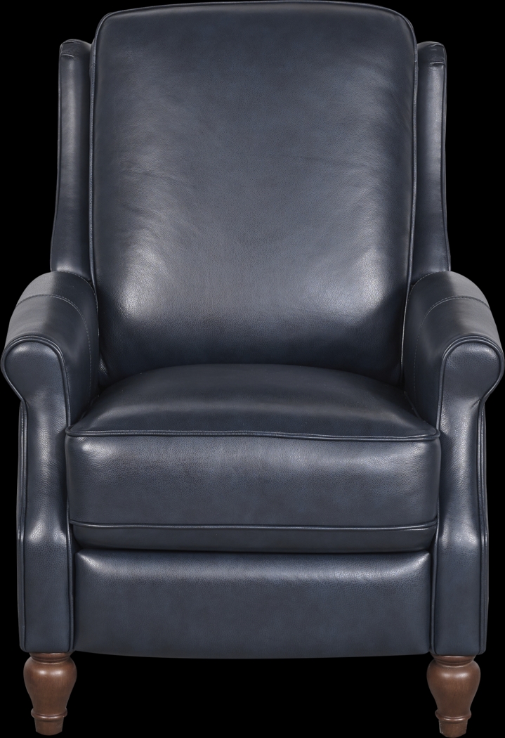 Westport Navy Leather Push Back Recliner - Thumbnail - Image 2