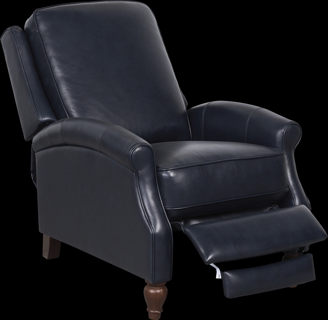 Westport Navy Leather Push Back Recliner - Thumbnail - Image 4