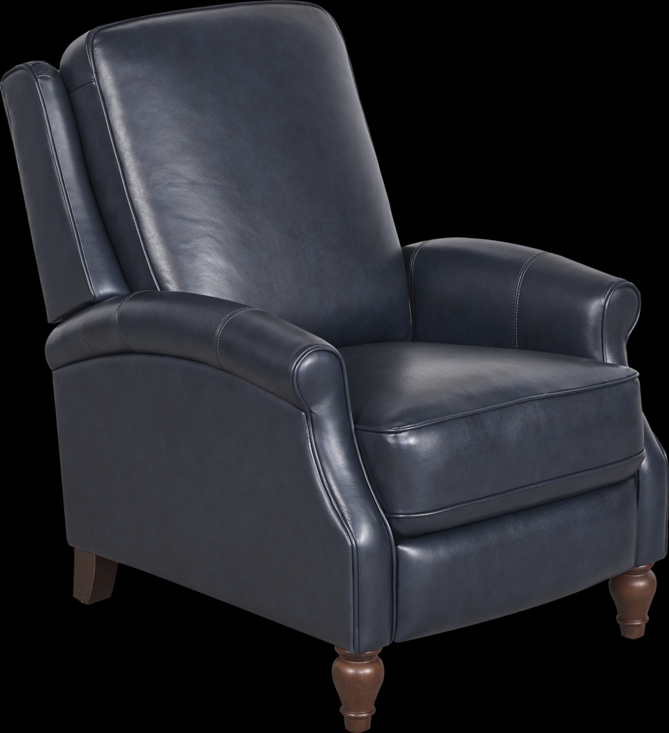 Westport Navy Leather Push Back Recliner - Thumbnail - Image 1