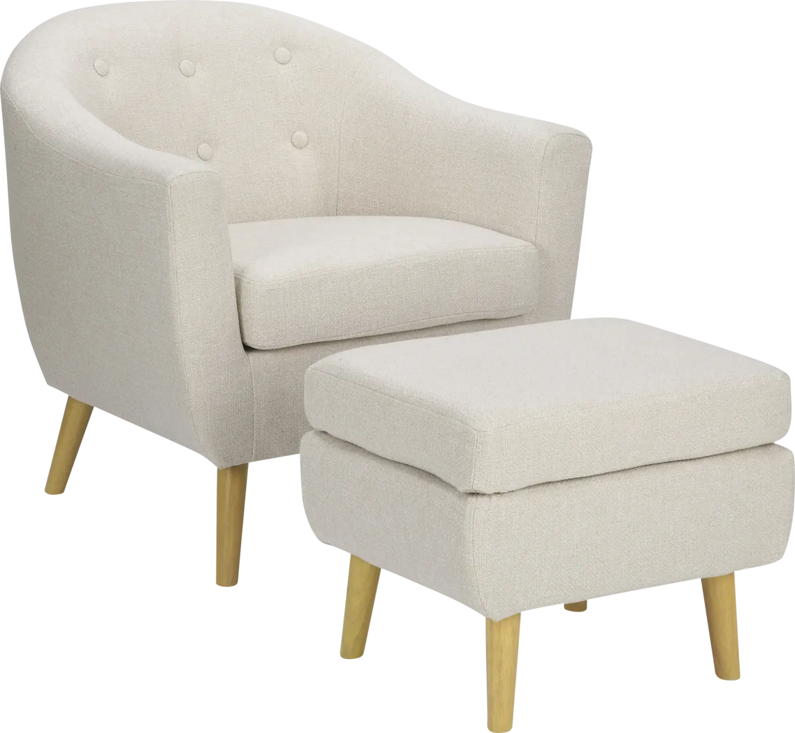 Westrivers Cream Accent Chair and Ottoman - Thumbnail - Image 1