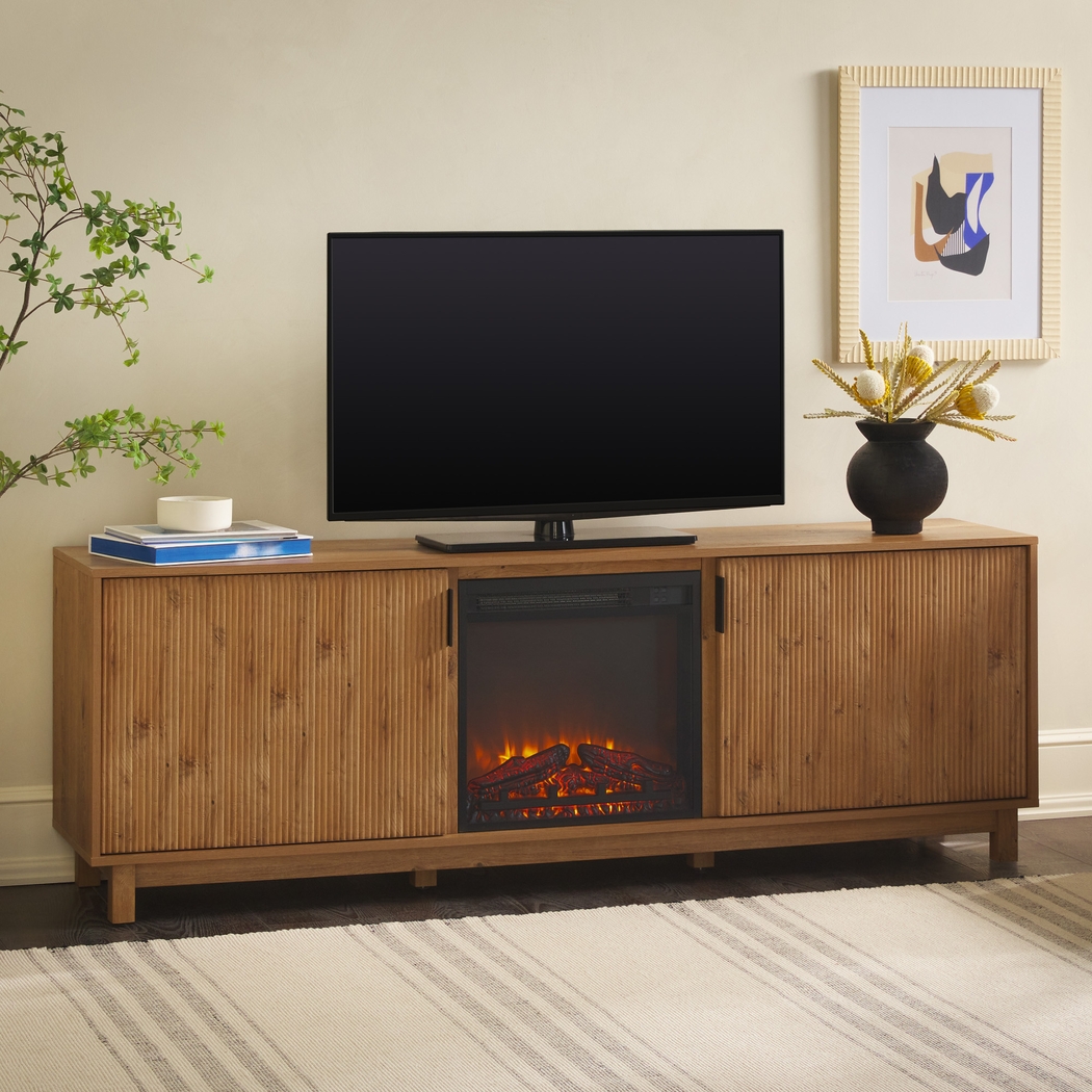Westsams Oak 70 in. Console, With Electric Fireplace - Thumbnail - Image 2