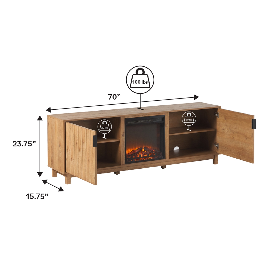 Westsams Oak 70 in. Console, With Electric Fireplace - Thumbnail - Image 6