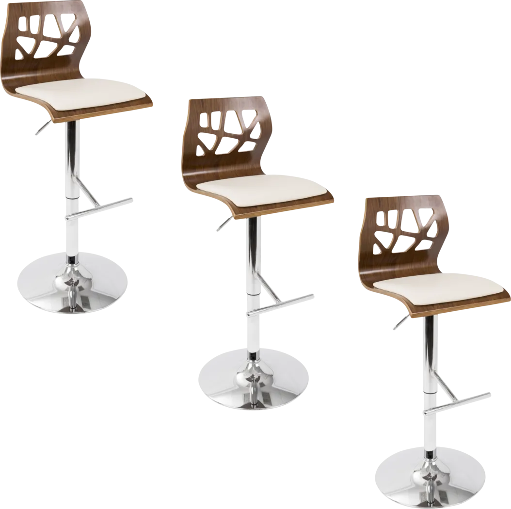 Westwise Cream Adjustable Swivel Barstool, Set of 3 - Thumbnail - Image 1