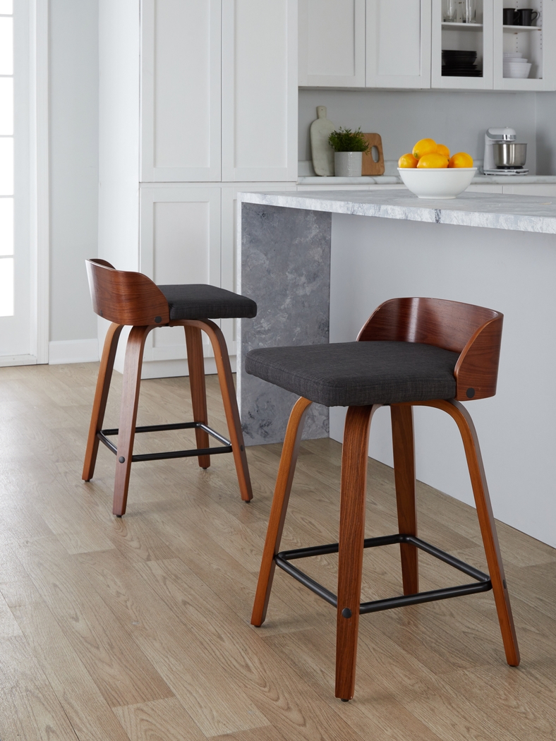 Wetherburn I Charcoal 24" Swivel Counter Height Stool, Set of 2 - Thumbnail - Image 8