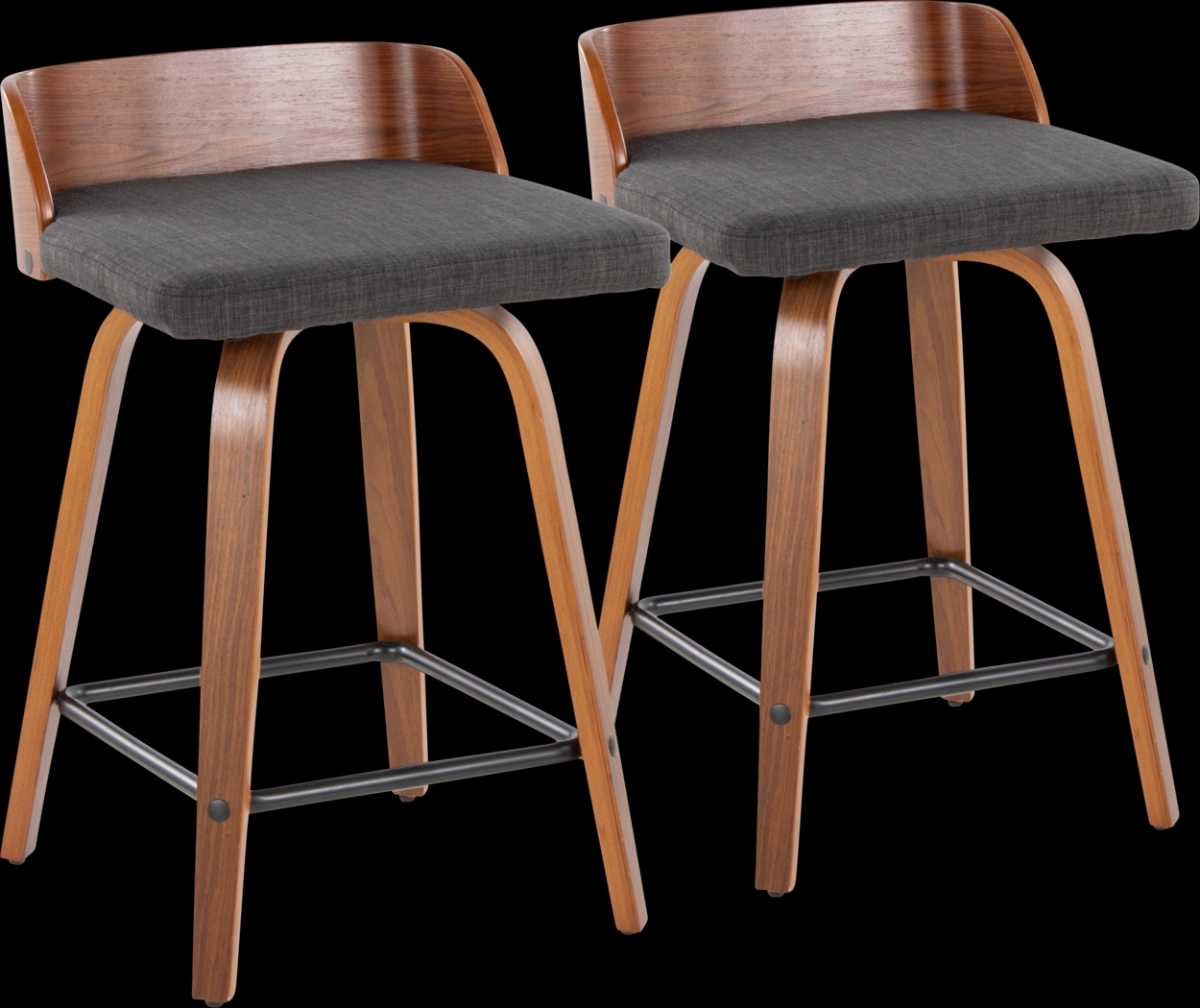 Wetherburn I Charcoal 24" Swivel Counter Height Stool, Set of 2 - Thumbnail - Image 1