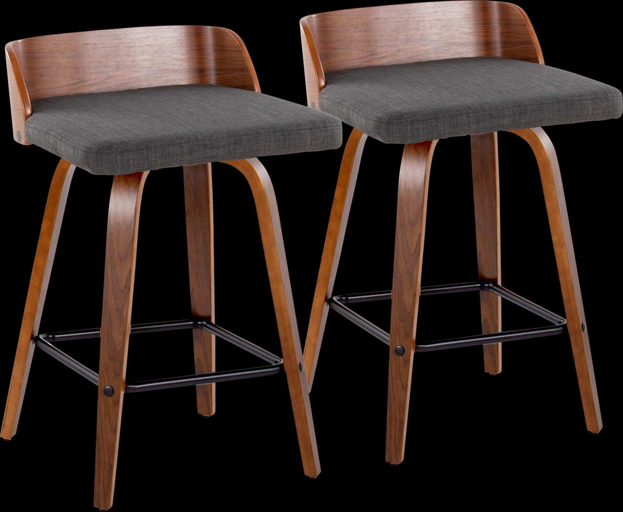 Wetherburn I Charcoal Swivel Counter Height Stool, Set of 2 - Thumbnail - Image 1