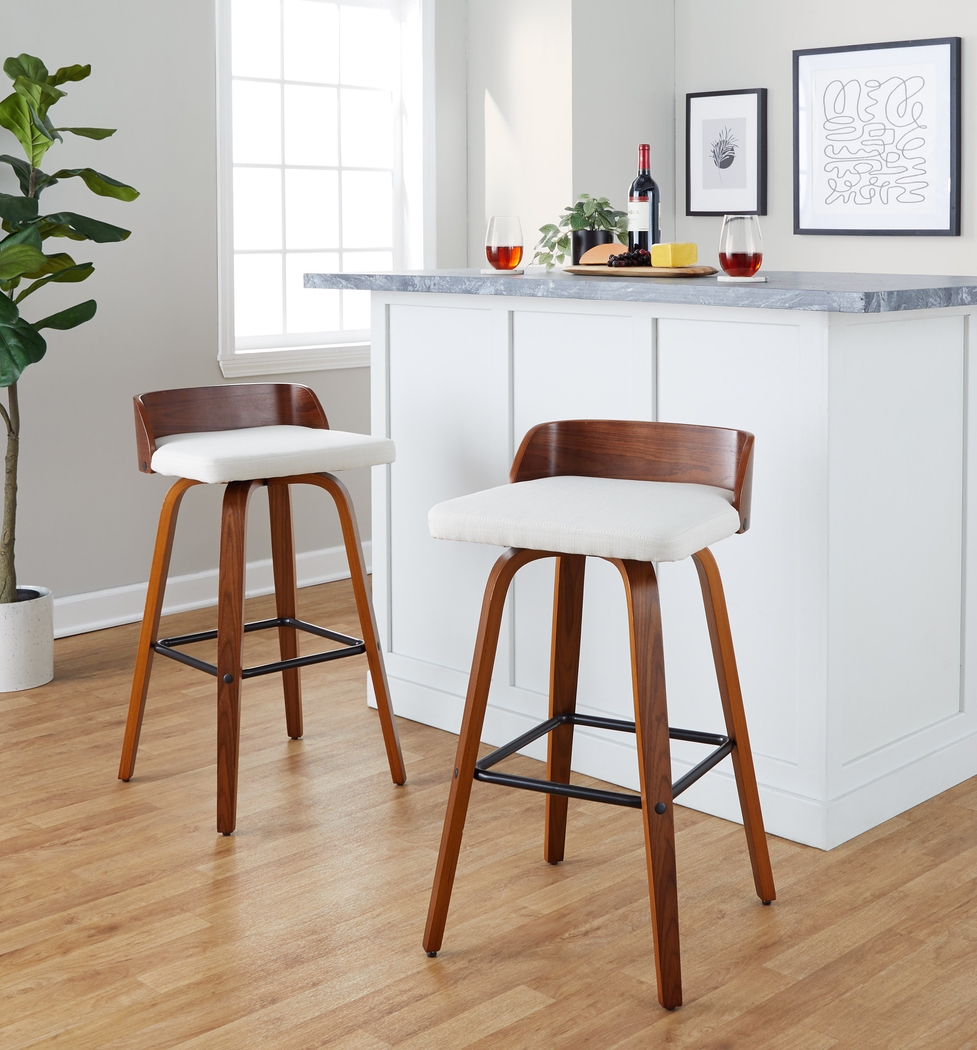 Wetherburn I Cream Swivel Barstool, Set of 2 - Thumbnail - Image 2