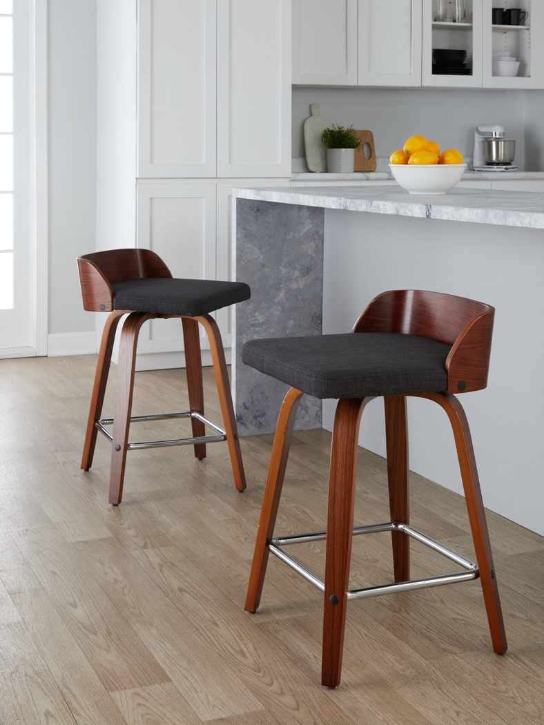 Wetherburn II Charcoal 24" Swivel Counter Height Stool, Set of 2 - Thumbnail - Image 2