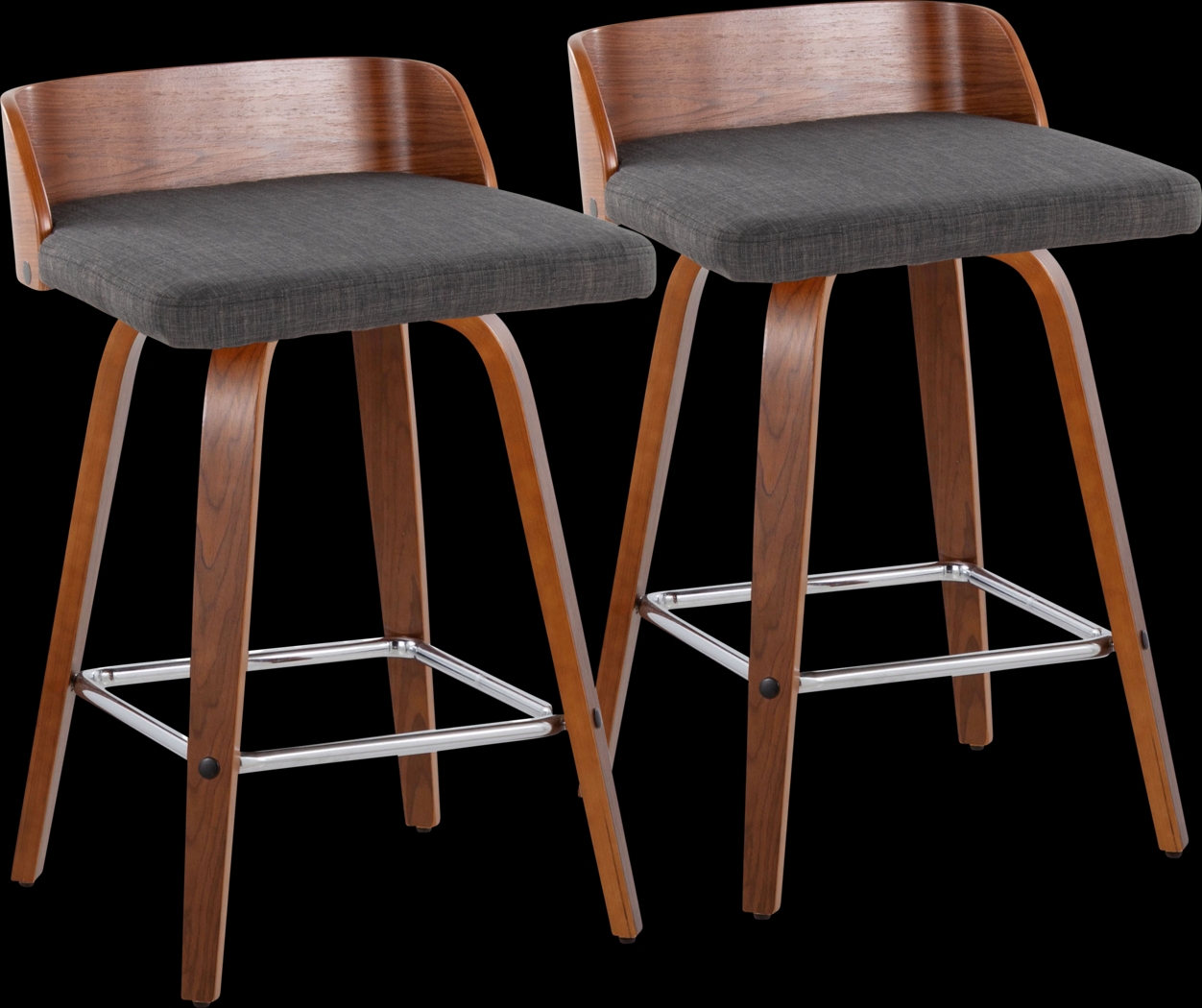 Wetherburn II Charcoal Swivel Counter Height Stool, Set of 2 - Thumbnail - Image 1