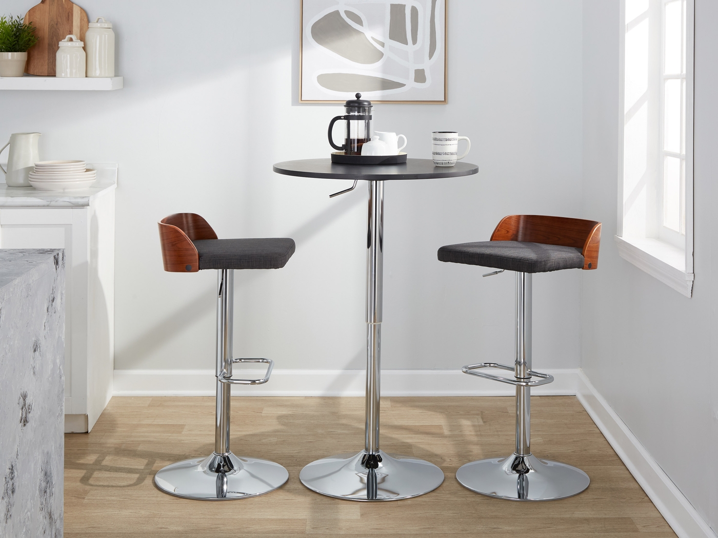 Wetherburn IV Charcoal Adjustable Swivel Barstool, Set of 2 - Thumbnail - Image 9