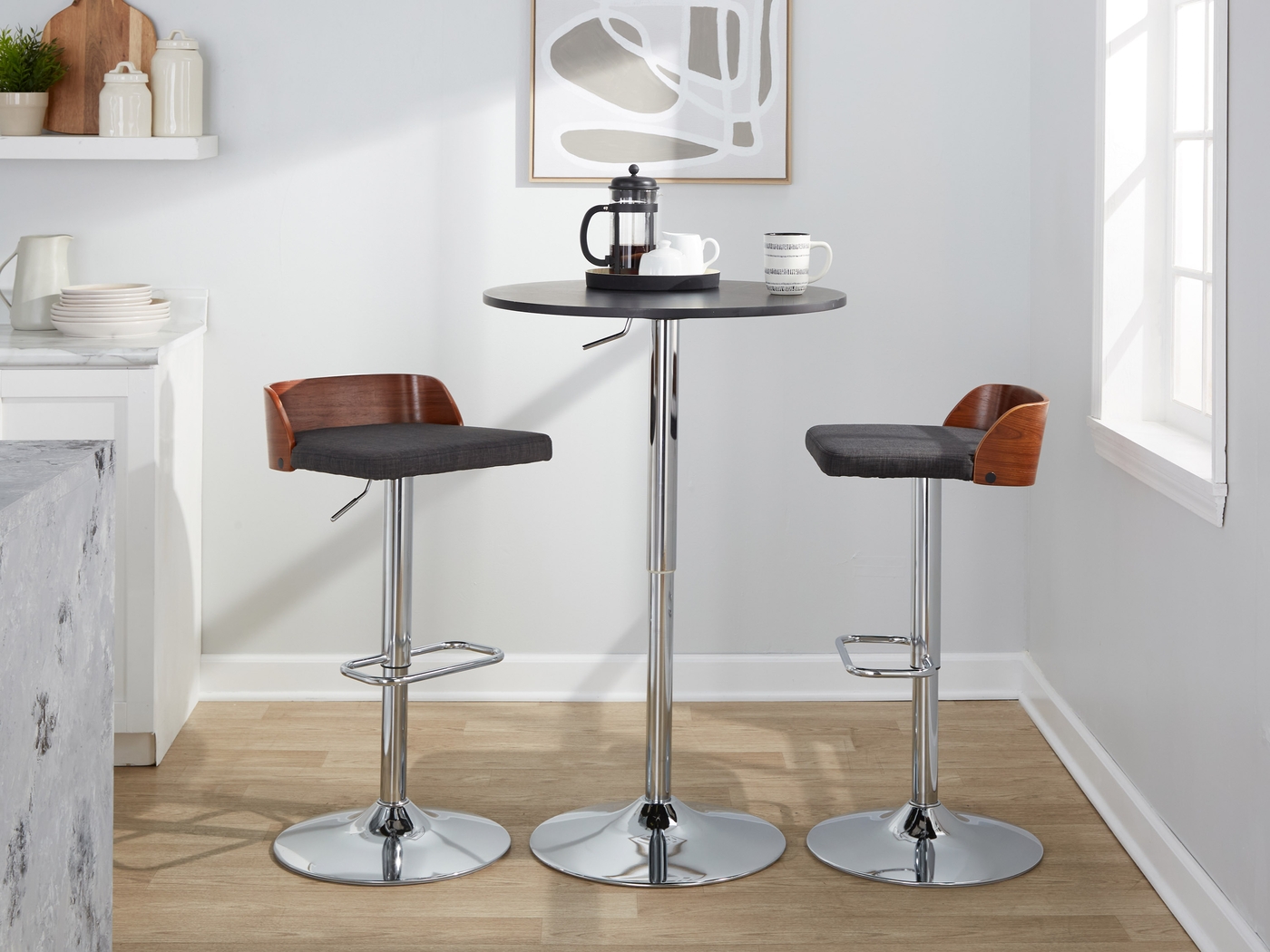 Wetherburn IV Charcoal Adjustable Swivel Barstool, Set of 2 - Thumbnail - Image 10