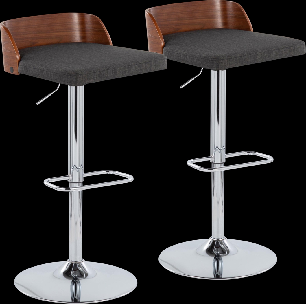 Wetherburn IV Charcoal Adjustable Swivel Barstool, Set of 2 - Thumbnail - Image 1