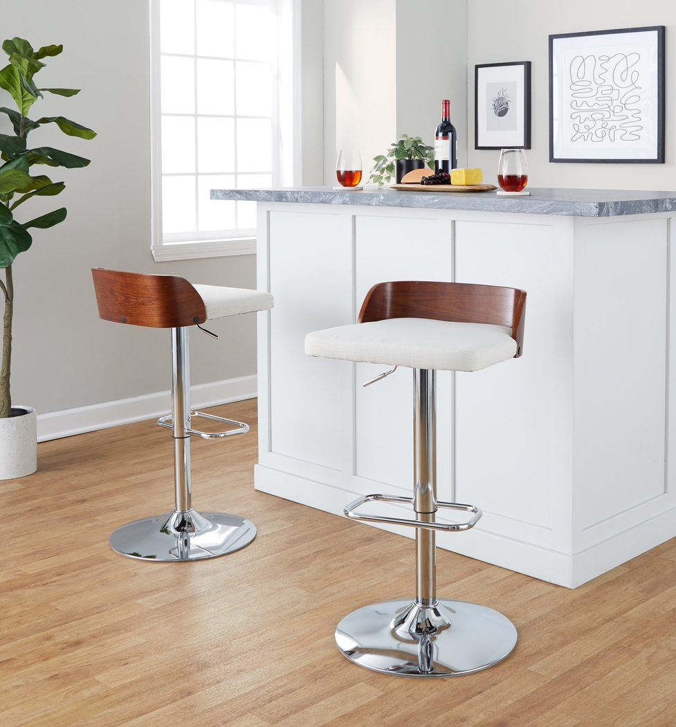 Wetherburn IV Cream Adjustable Swivel Barstool, Set of 2 - Thumbnail - Image 8