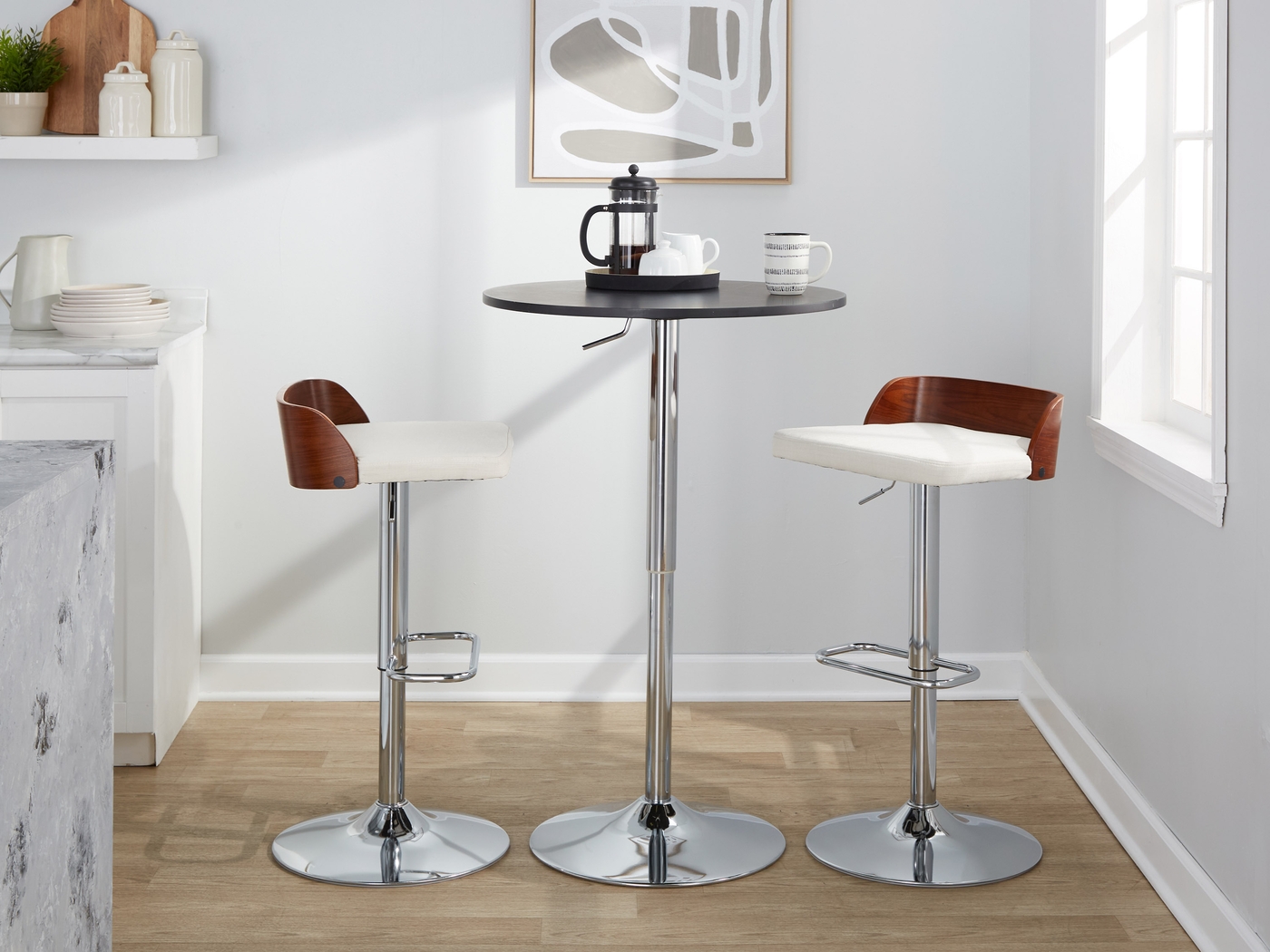 Wetherburn IV Cream Adjustable Swivel Barstool, Set of 2 - Thumbnail - Image 10