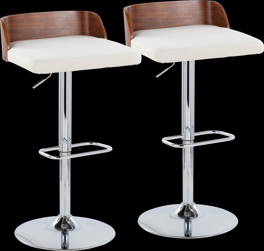 Wetherburn IV Cream Adjustable Swivel Barstool, Set of 2 - Thumbnail - Image 1