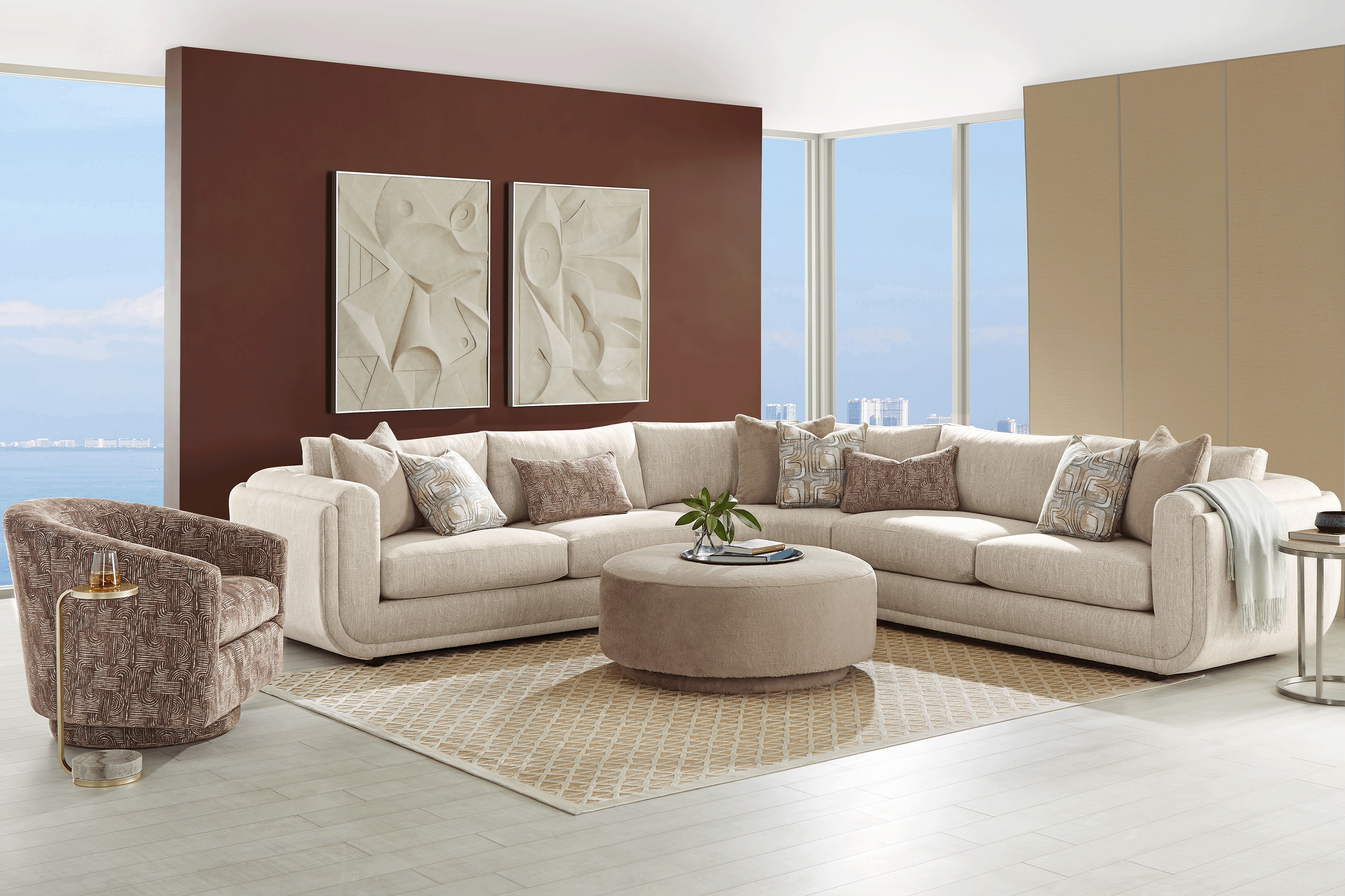 Wexley Beige 6 Pc Sectional Living Room - Thumbnail - Image 1