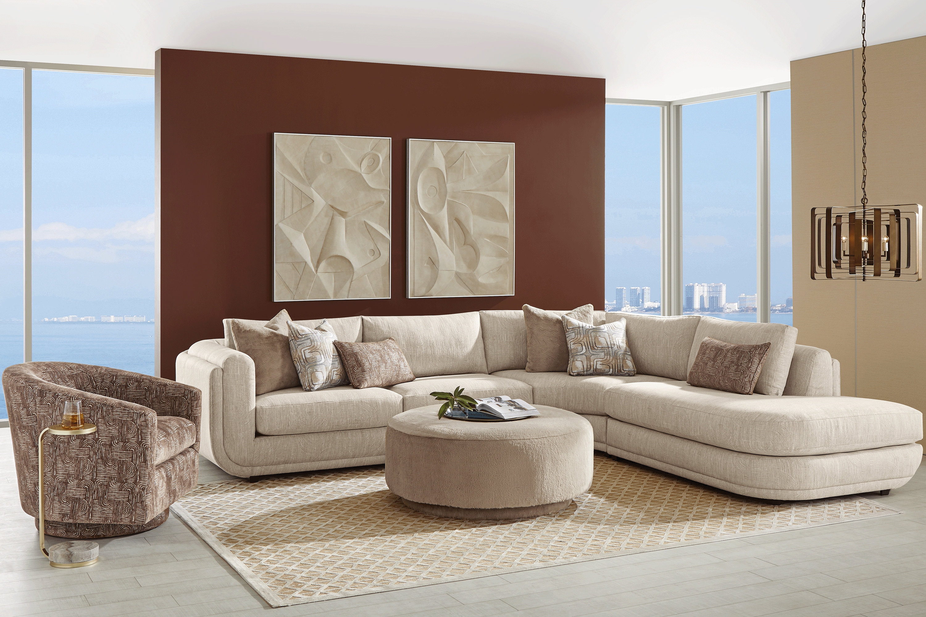 Wexley Beige 6 Pc Sectional Living Room - Thumbnail - Image 1