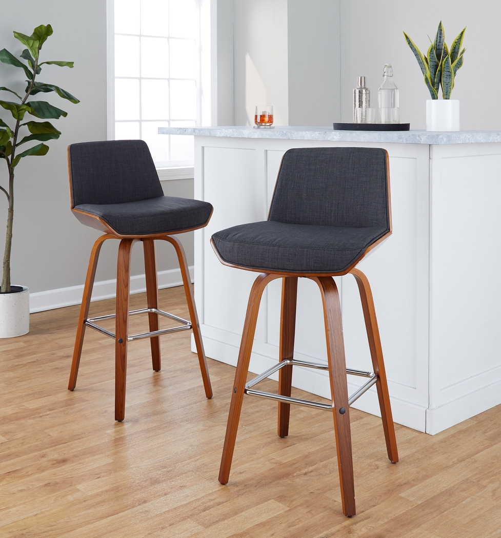 Weymanda II Charcoal Swivel Barstool, Set of 2 - Thumbnail - Image 4