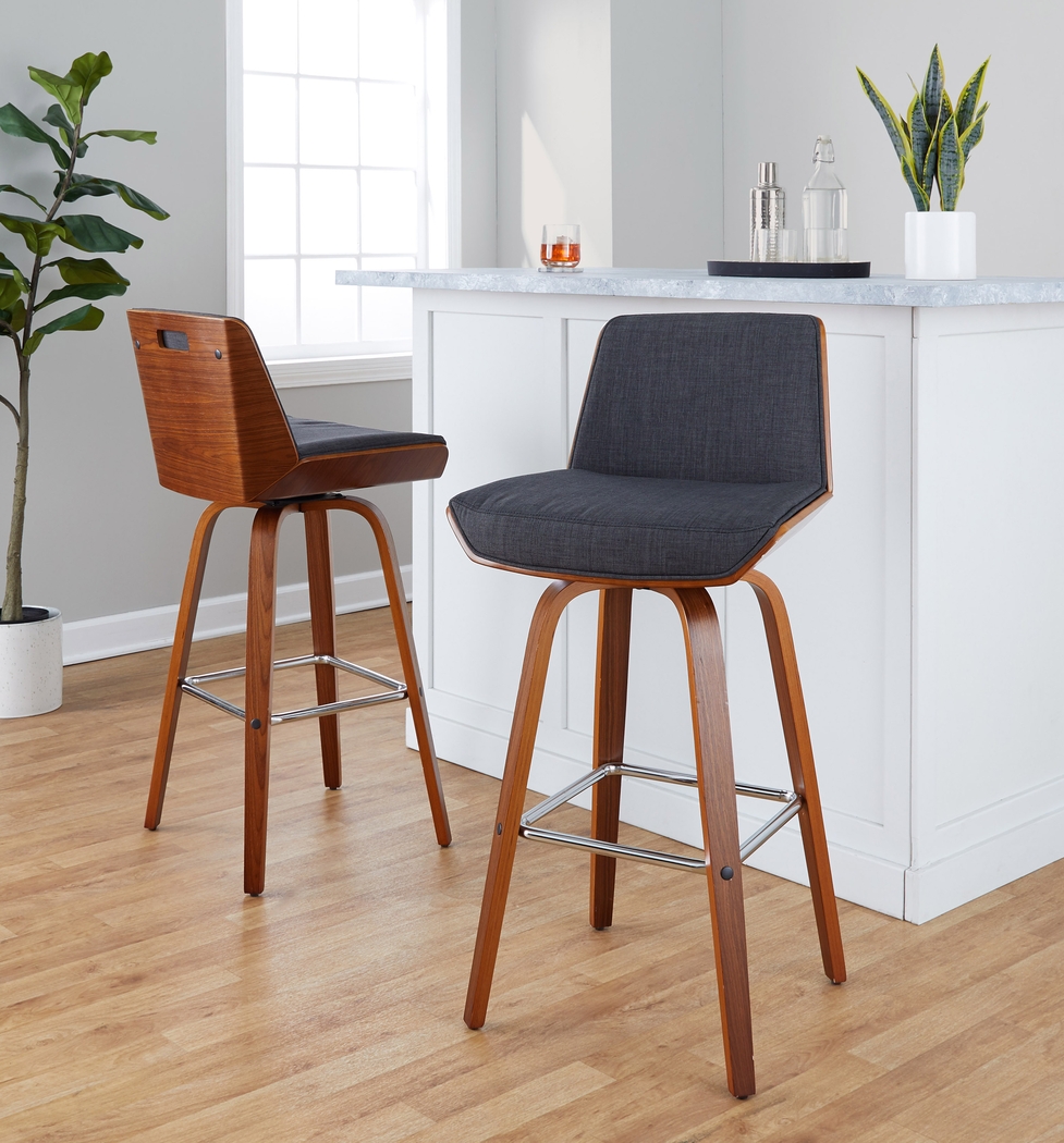 Weymanda II Charcoal Swivel Barstool, Set of 2 - Thumbnail - Image 5