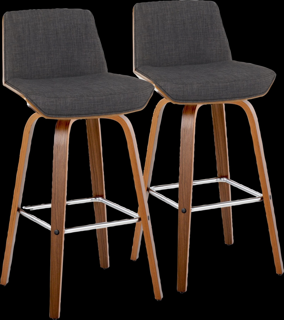 Weymanda II Charcoal Swivel Barstool, Set of 2 - Thumbnail - Image 1