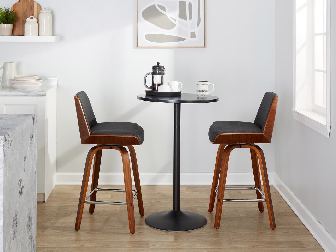 Weymanda II Charcoal Swivel Counter Height Stool, Set of 2 - Thumbnail - Image 2