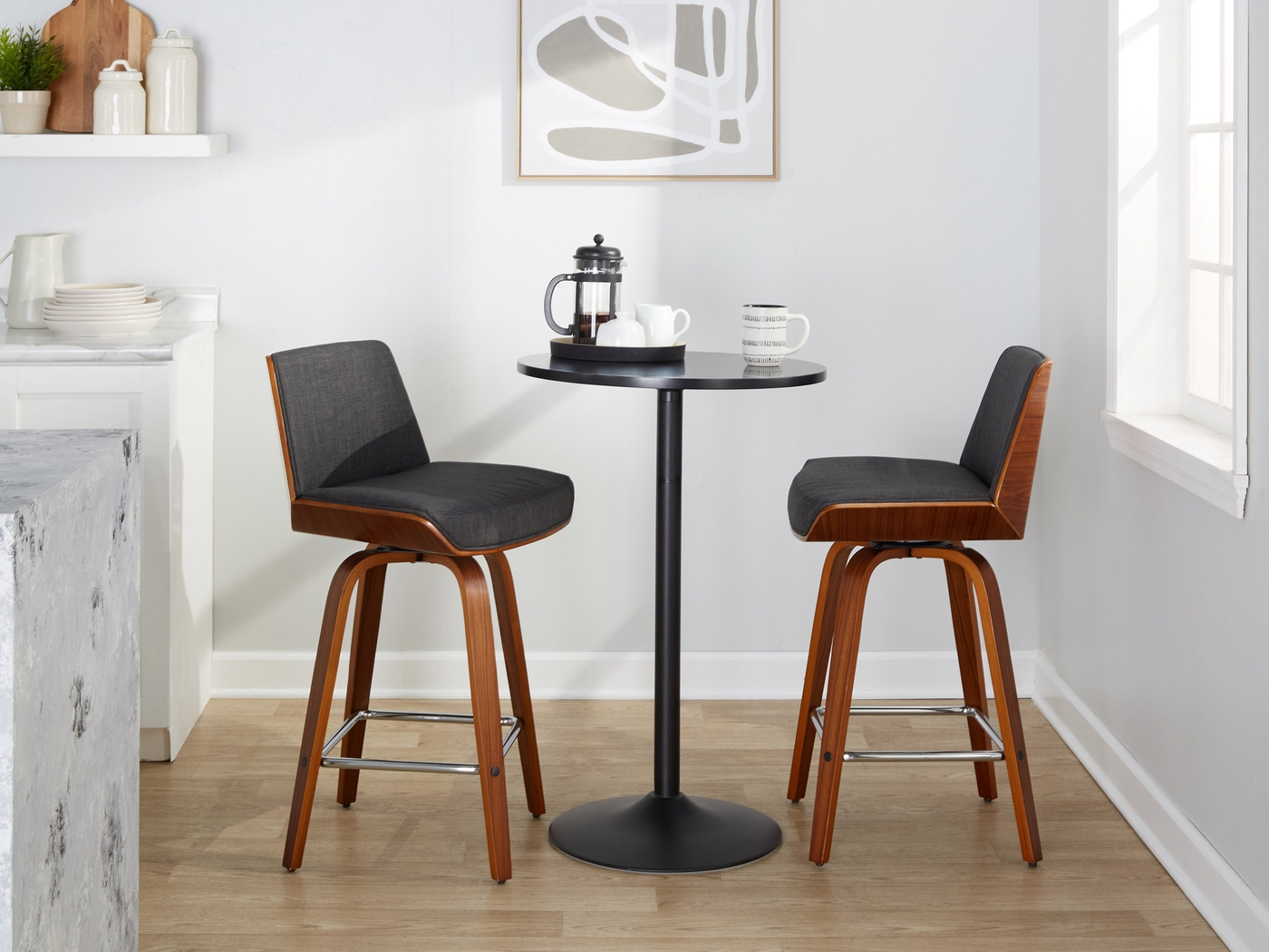 Weymanda II Charcoal Swivel Counter Height Stool, Set of 2 - Thumbnail - Image 3